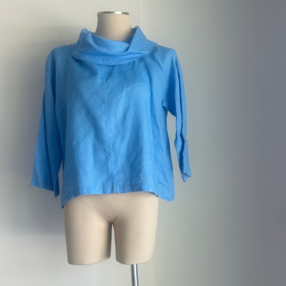 Women's Blue Cowl Neck Sweater